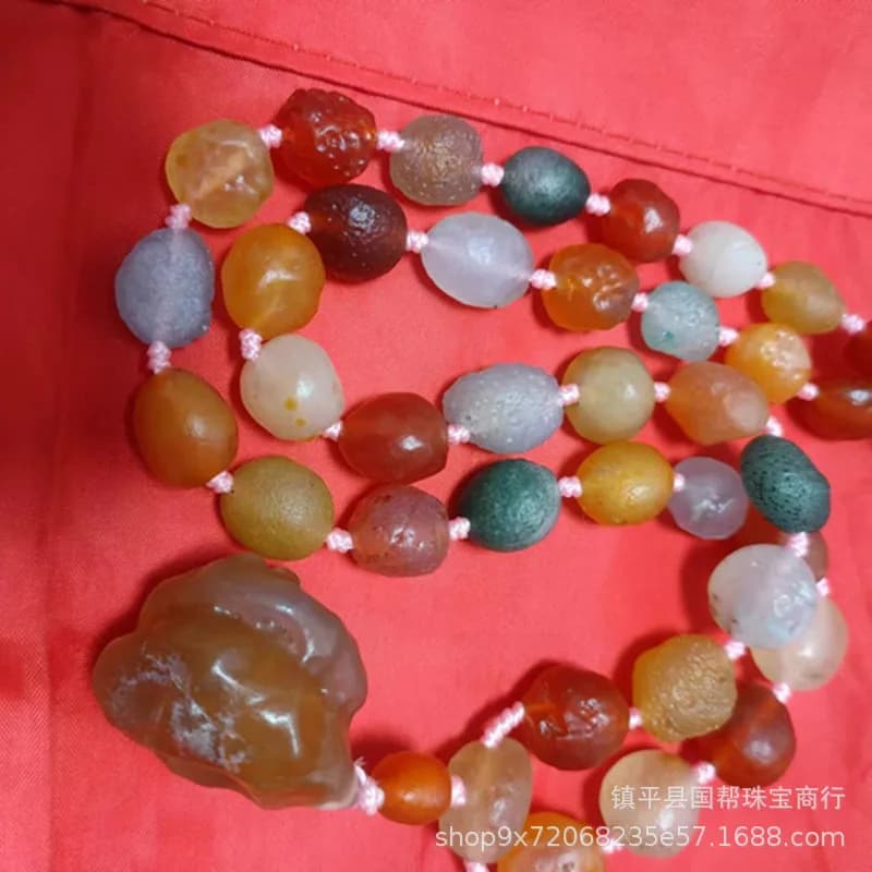 Factory Alashan Gobi Rough Stone Agate Necklace Fashion Boutique Colorful Sweater ChainGenuine Goods