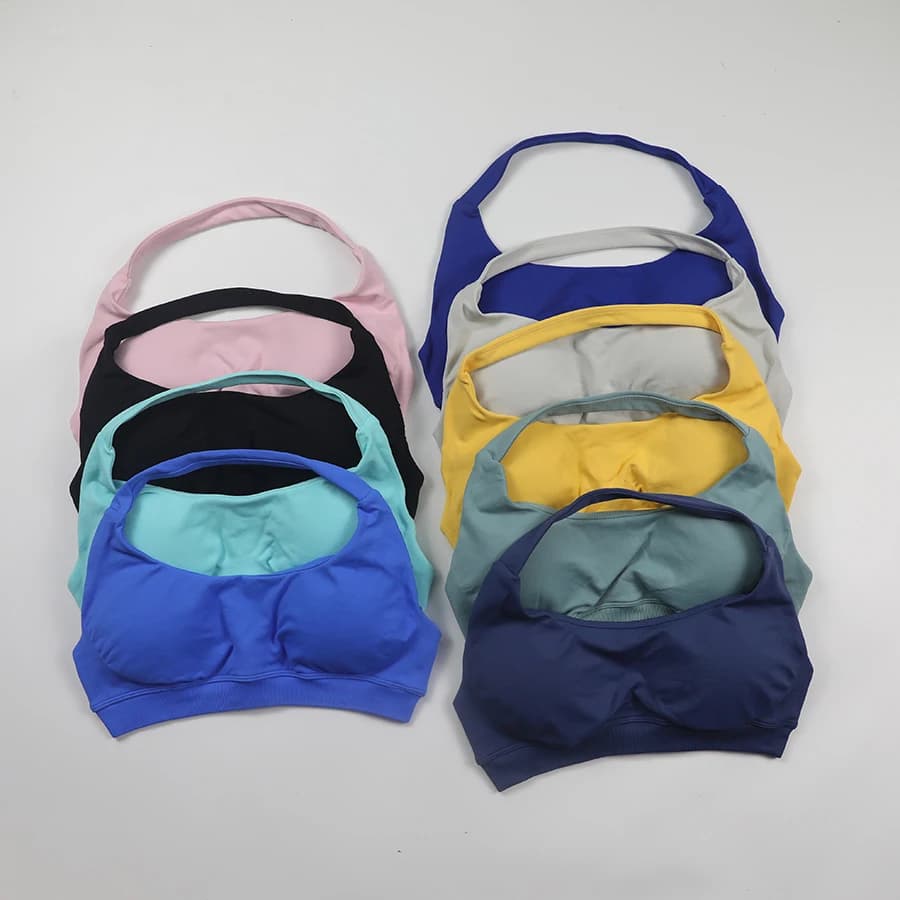 Seamless Halter Sports Bras Running Sexy Open Back Yoga Bra Padded Brassiere Sport Woman Fitness Gym Top Activewear