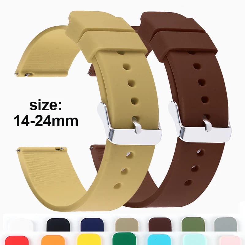 Quick Release Silicone Rubber Watchband 16mm 18mm 20mm 22mm 24 Women Men Strap Waterproof Sports Watch Belt Polished Buckle Band