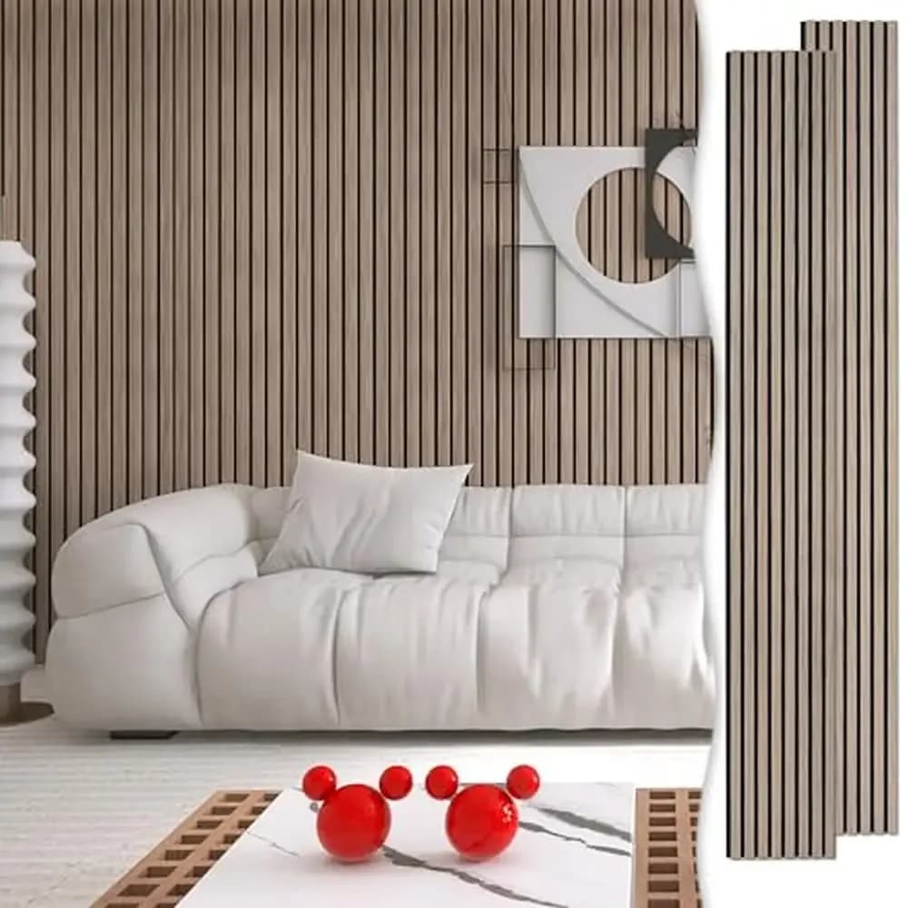 Acoustic Oak Wood Slat Wall Panel Sound Absorbing 3D Decorative Ceiling Interior Decor Eco-Friendly Easy Install Multiple Uses