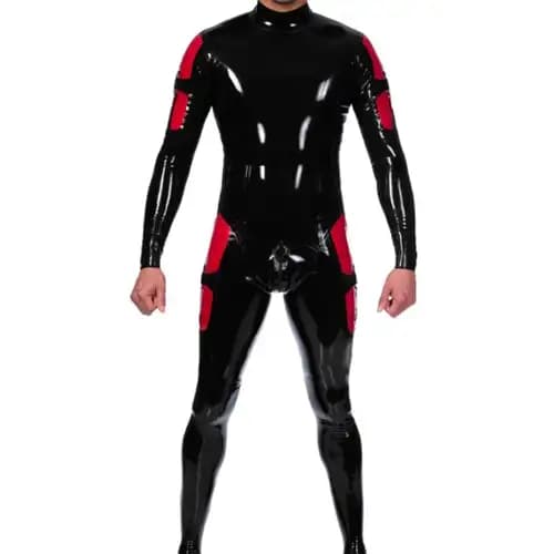 Latex Gummi Rubber Catsuit Schwarz Sexy Sport Cosplay Overall Ganzanzug S-XXL Cool Black Clubwear Bodysuit 0.4mm