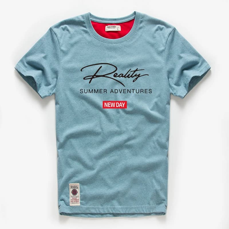 Men's T-shirt Cotton White Blue T Shirt Men Autumn Summer Causal O-neck Basic Tshirt Male High Quality Classical Tops Designer