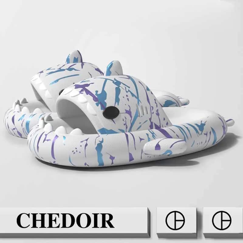 Kidmi Summer Cute Women's Sandals Fashion Shark Slippers Soft Women Flat Sandals Outdoor Beach Sandals 2024 Home Cloud Slippers