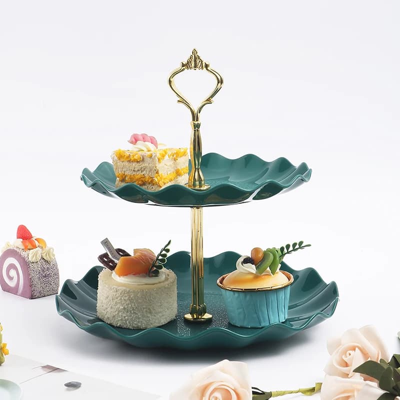 Double layer cake candy stand round wedding party fruit plate display home decoration tray table exquisite