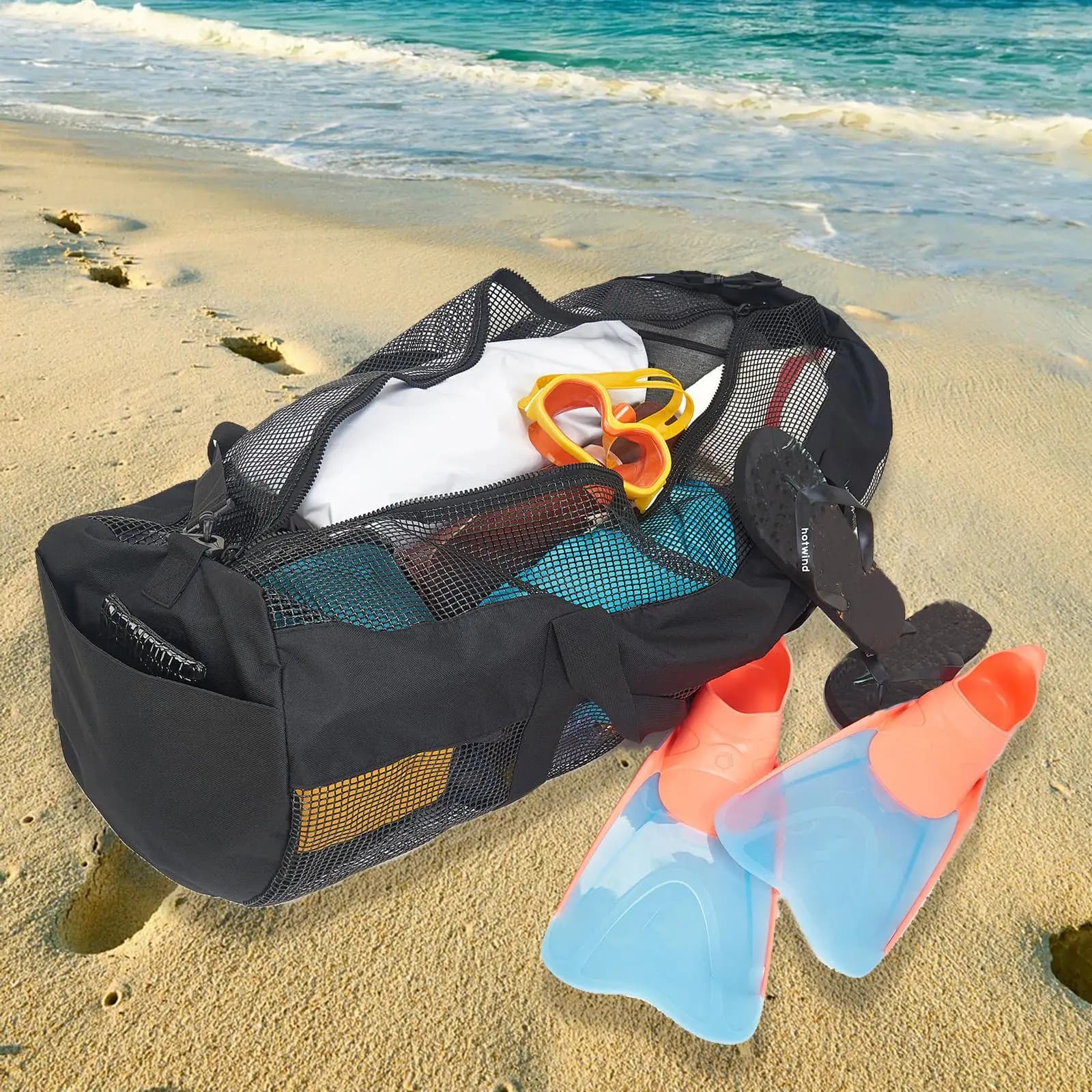 Mesh Duffel Bag Shoulder Bag Mesh Dive Bag Storage Strap Pool Tote Bags for Pool