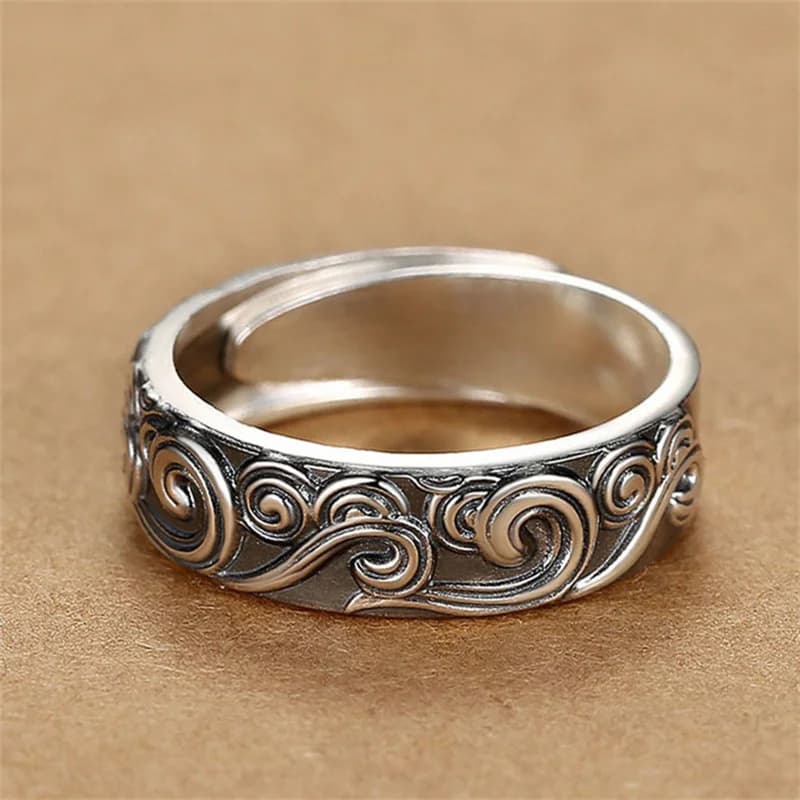 Retro Lucky Clouds Ring For Men Index Finger Accessories Trendy S925 Ring Male Silver Jewelry Open Size