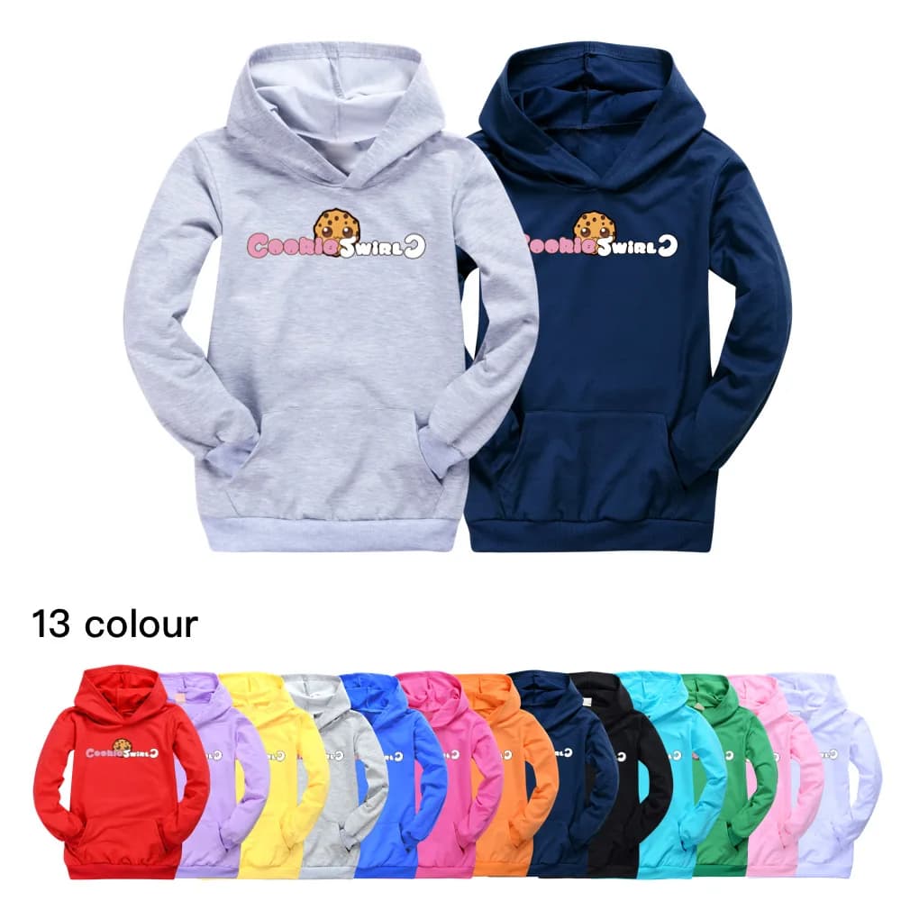 2024 Kids New Children Clothes Pullover Spring Youtube COOKIE SWIRL C Pattern Sweatshirt Boys Girls Pocke Hoodies Casual Cotton