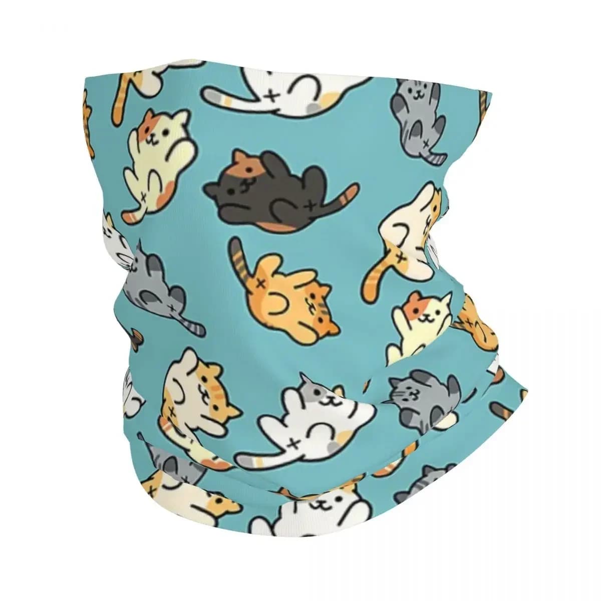 Neko Portals Neko Atsume Cats Bandana Neck Gaiter Printed Wrap Scarf Warm FaceMask Riding For Men Women Adult Washable