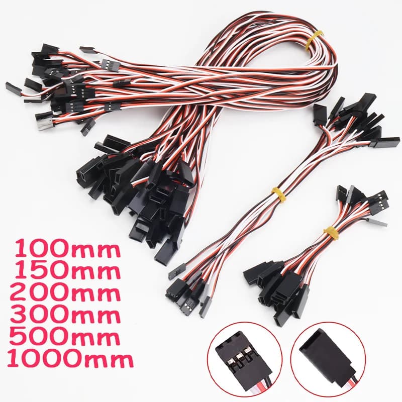 10pcs 100mm/150mm/200mm/300mm/500mm RC Servo Extension Cord Cable Wire Lead JR For Rc Helicopter Rc Drone