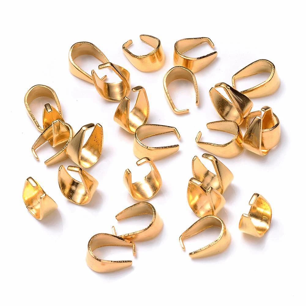 50Pcs/Lot Gold Silver Color Pendant Pinch Bail Clasps Necklace Hooks Clips Connector For DIY Jewelry Making Findings
