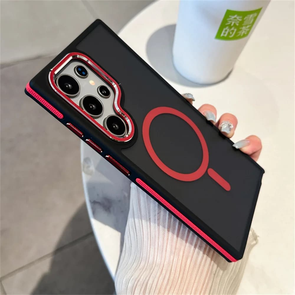 Luxury Matte Magnetic Phone Case for Samsung S25 S24 S23 Ultra S24 Plus S22 For Magsafe Wireless Charge Shockproof Frosted Cover