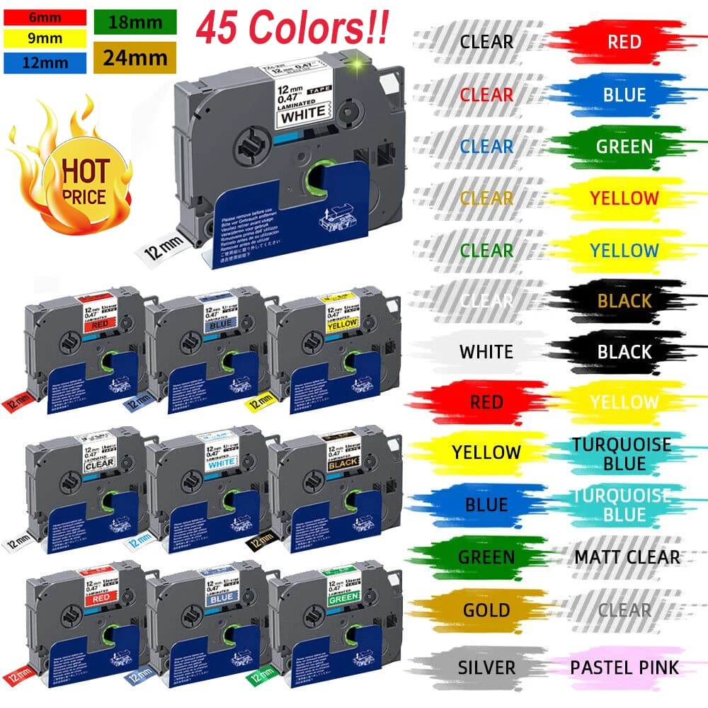 6/9/12/24mm TZe 231 Laminated Label for Brother TZe231 TZe221 TZe211 Adhesive Sticker Compatible for Brother P-touch Label Maker