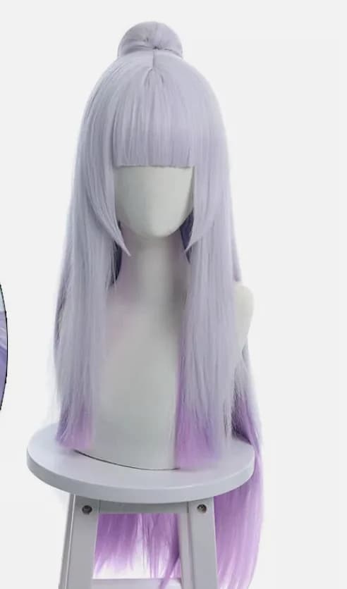 Spirit Blossom Syndra Cosplay Wigs 80cm Grey Mixed Purple Synthetic Hair