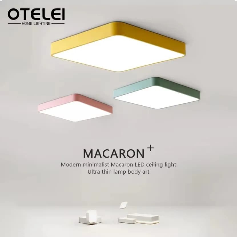 Modern LED Square Ceiling Light Nordic Macaron Color Home Decor Lighting Bedroom Living Room Study Room Kitchen Ceiling Lamp