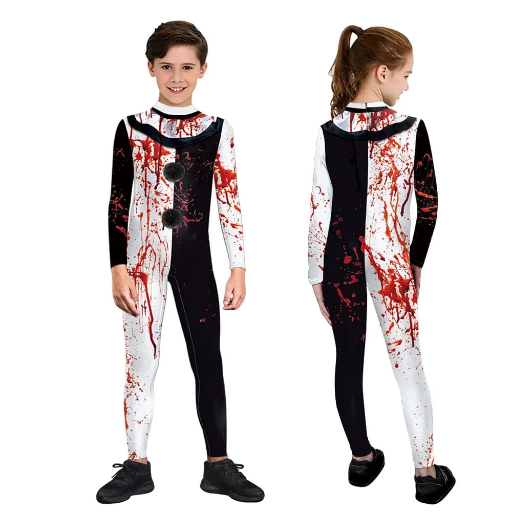 Halloween Horror Children's Jumpsuit Soul Breaking Clown Bloodstain Boys Girls Horror Carnival Party Costumes