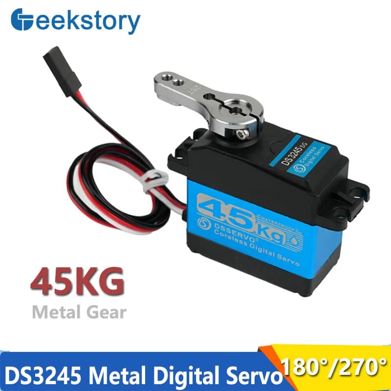 DS3245 Coreless Metal Digital Servo Motor 45KG 180°/270° Waterproof IP66 Steel Gear With 25T Servo Arm For Robot Car DIY Parts