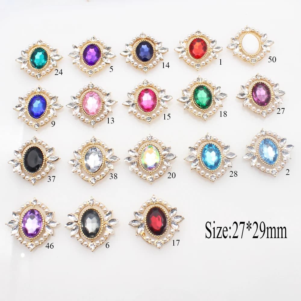 Fashionable New 27*29mm 10Pcs/Lot Oval Rhinestone Artificial Pearl Alloy Decoration DIY Versatile Dress Bow Jewelry Accessories