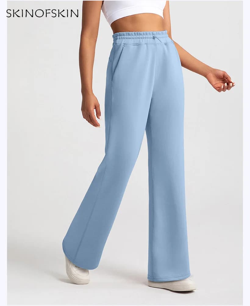 High Quality Sand Washed Modal Yoga Pants Women Air Layer High Waisted Leggings Loose Straight Leg Running Sports Leisure Pants