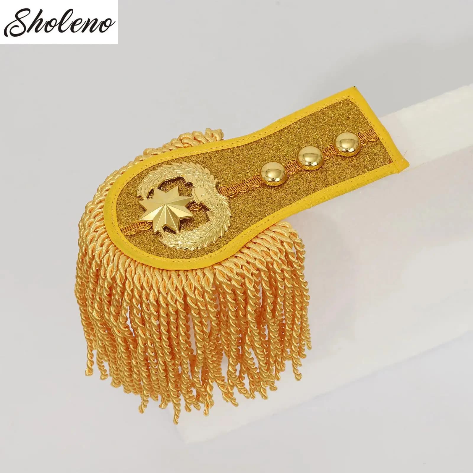 1 Pair Drum Horn Band Tassel Fringe Chain Shoulder Badge Applique Epaulet Clothing Uniform Party Performance Costume Accessories