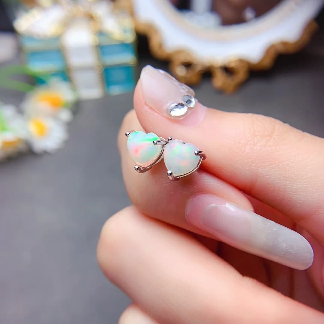 New Ladies Sterling Silver 925 natural opal Earrings Ladies High Quality Pendant Wedding Free Shipping Certified jewelry