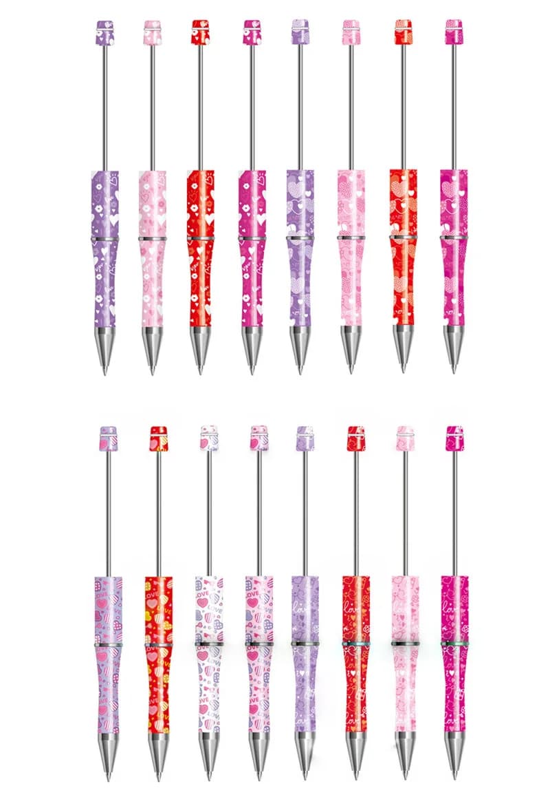 5PCS Plastic Beadable Pens,Handmade Beadable Pens for Valentine,Beadable Pen DIY Gift for Student Office Supplies