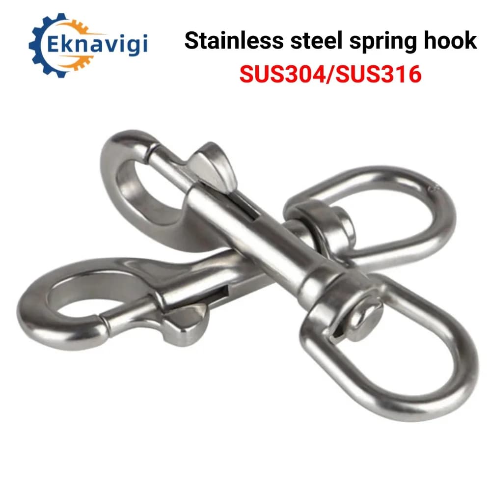 Stainless Steel SUS304/SUS316 Double-ended Hook Diving Quick Release Spring Buckle Outdoor Leisure Hook B-shaped Spring Hook