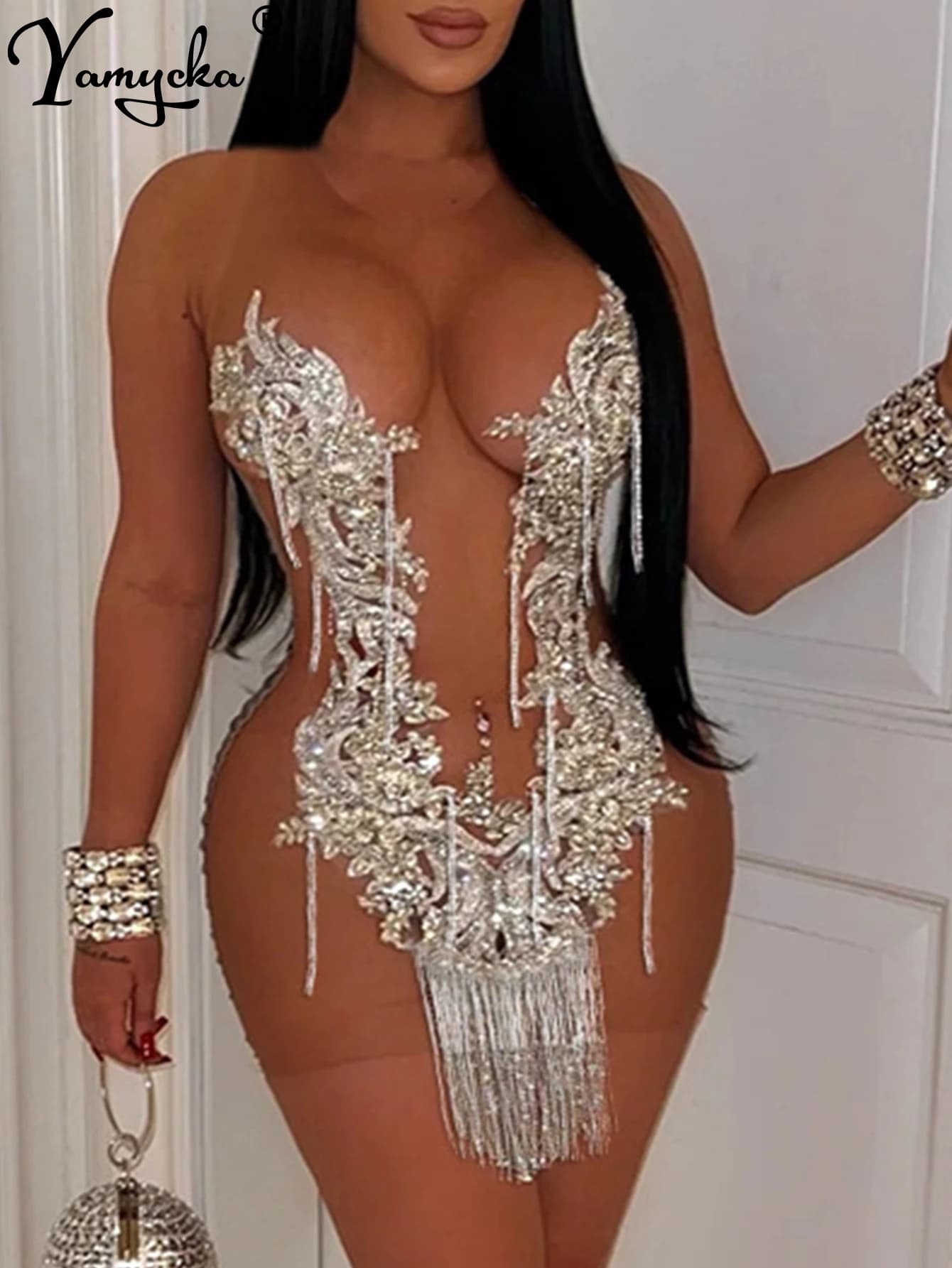 Sexy see through mesh mini sequin summer dress women elegant  bodycon club birthday party dresses short evening dresses vestidos