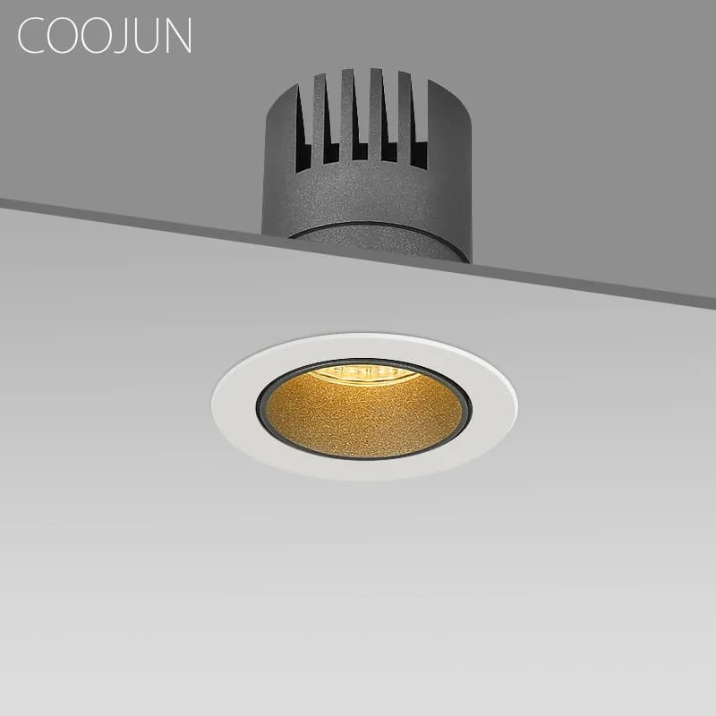 COOJUN Dimmable AC90V-260V 7W LED Spotlight Embedded Anti-dazzling COB Adjustable Angle Ceiling Lamp Downlight Home Illumination