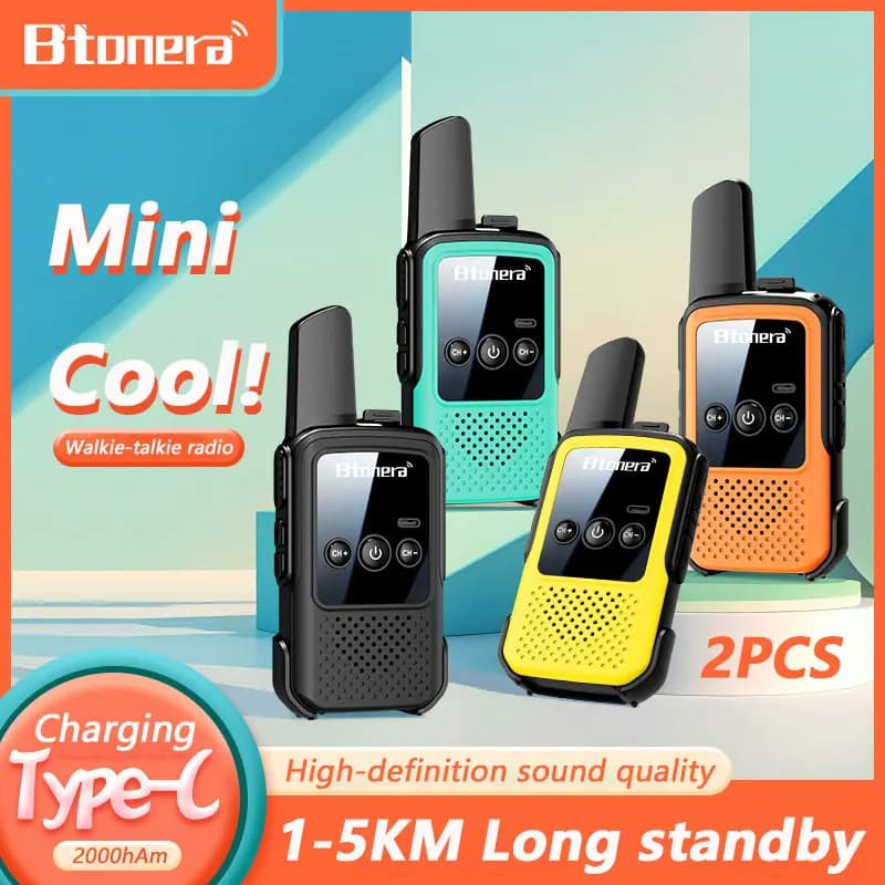 BTONERA BT300 MiniWalkie Talkie  Two-way Radio 2 PCS Kids Walkie-talkie PMR/FRS Communication Radio Portable for Camping Toys