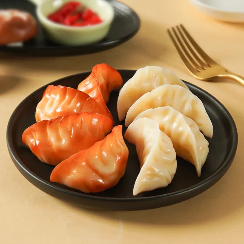 5Pcs Simulation Fried Dumpling Artificial Baked Dumplings Fake Food Model Food Festival Souvenir Window Display Props Ornament