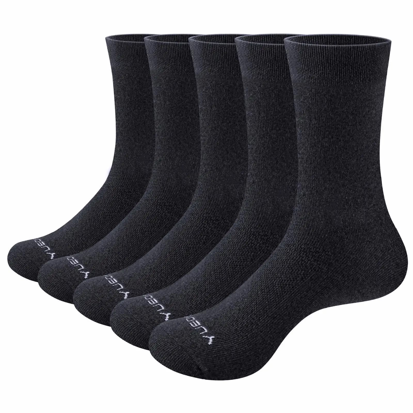 YUEDGE Men Breathable Thin Lightweight Cotton Casual Formal Office Business Dress Socks For Size 37-46 EU(5 Pairs/Pack)