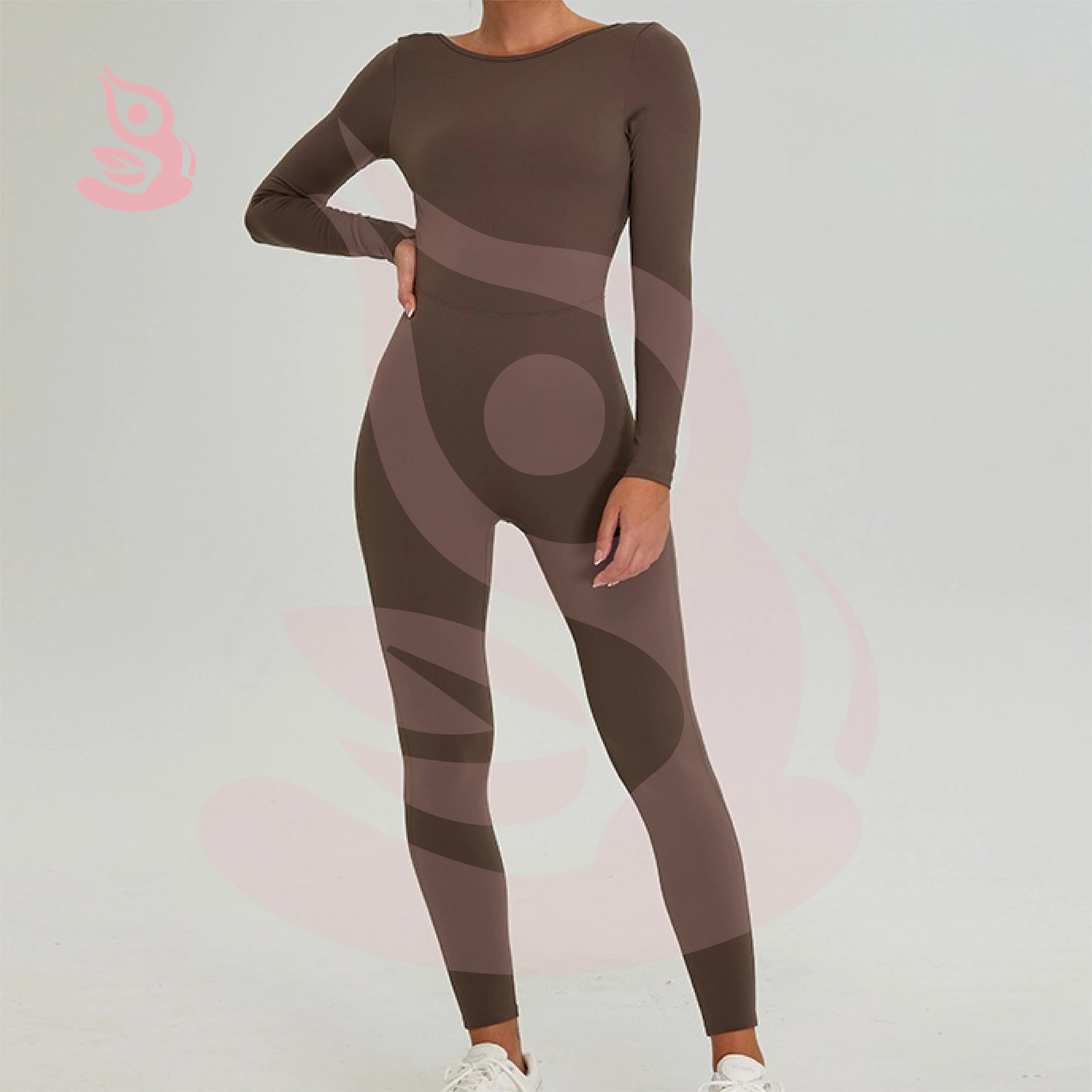 2024 new autumn long sleeved yoga jumpsuit U-shaped beautiful back sports jumpsuit tight running fitness suit winter women