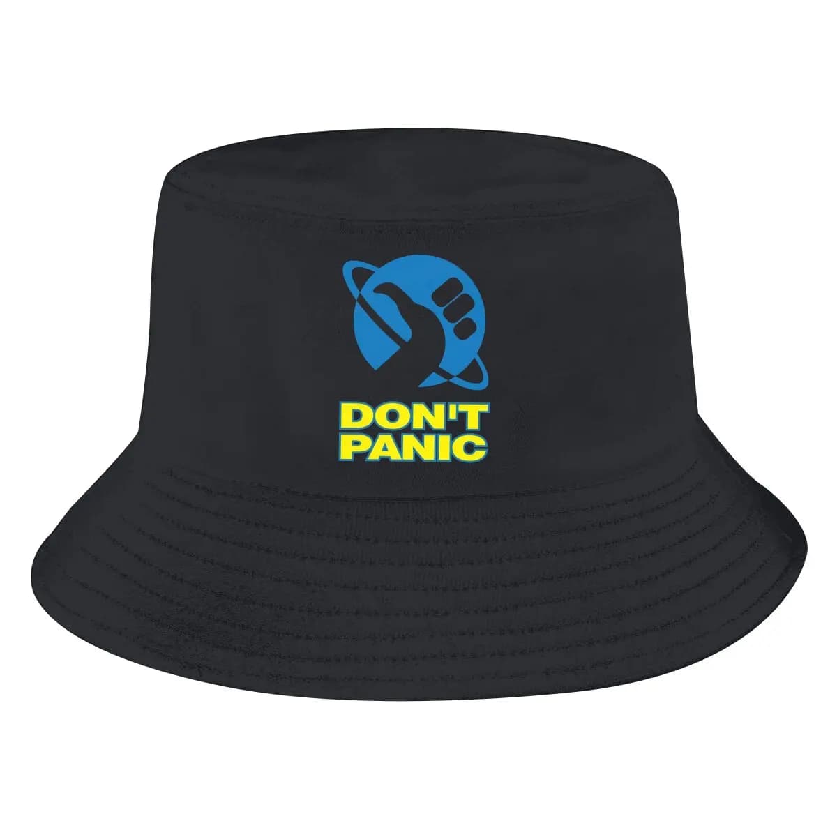 Don't Panic Blue Unisex Bucket Hats The Hitchhikers Guide To The Galaxy Film Hip Hop Fishing Sun Cap Fashion Style Designed