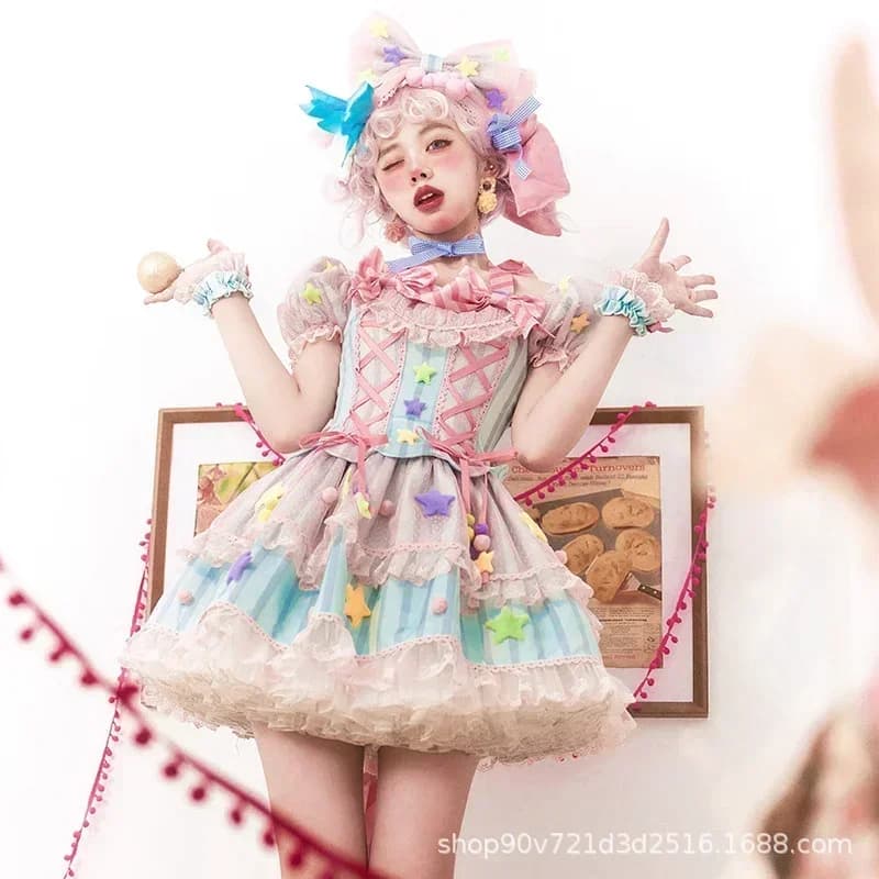 Japanese Cute Clown Lolita Dress Girls Strawberry Bunny Jsk Dresses Women Harajuku Sleeveless Cute Dresses 2023 Cosplay Vestido