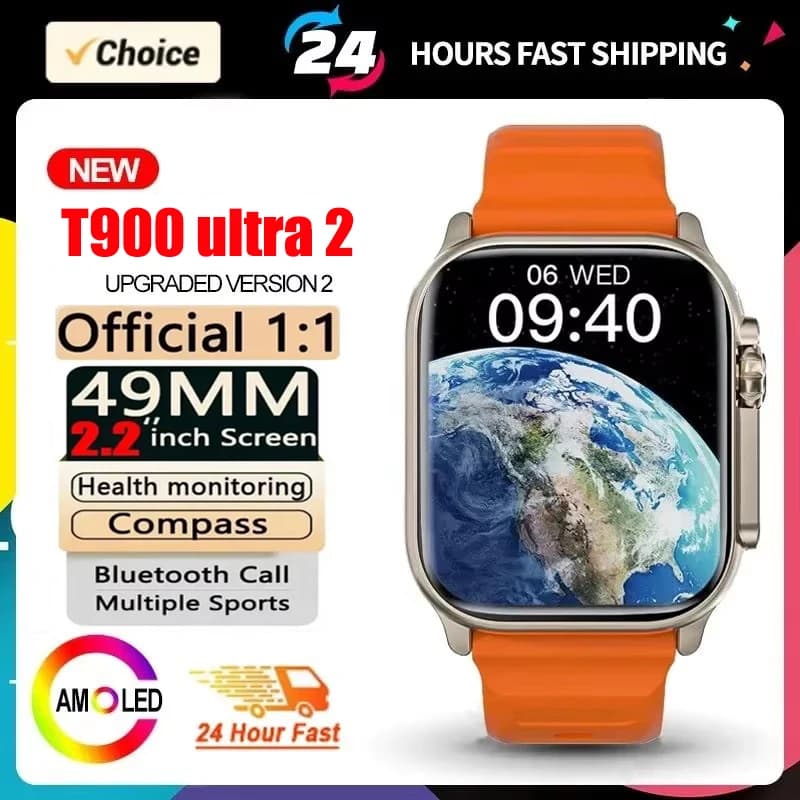2025 T900 Ultra 2 Smart Watch Men 49mm Series 8 2.3 "AMOLED Screen NFC Compass Waterproof For Apple Watch IWO Ultra 8 Smartwatch