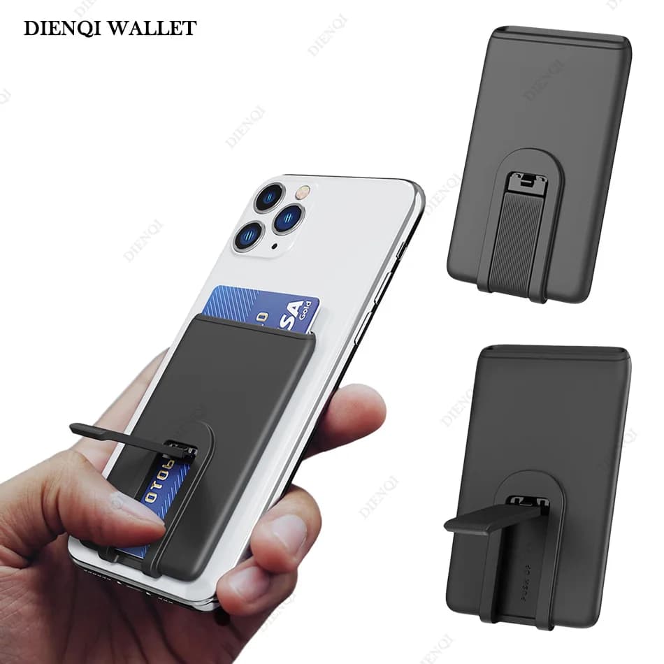 DIENQI Silicone Phone Card Holder Mobile Cell Phone Stand Credit Cardholder Fashion Adhesive Sticker Pocket for Iphone Samsung