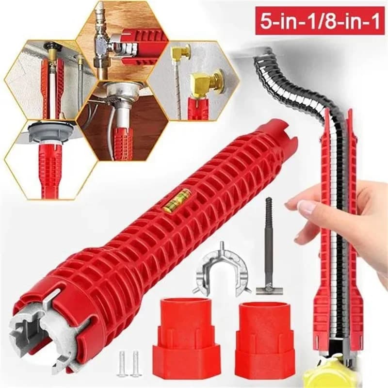5/8 In 1 Multifunction Faucet and Sink Installer Tool Faucet Wrench Tool Plumbing Tool Water Pipe Spanner for Kitchen Bathroom