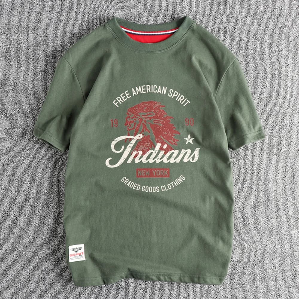 Milled cotton short sleeve T-shirt men's summer original vintage half sleeve base shirt trend