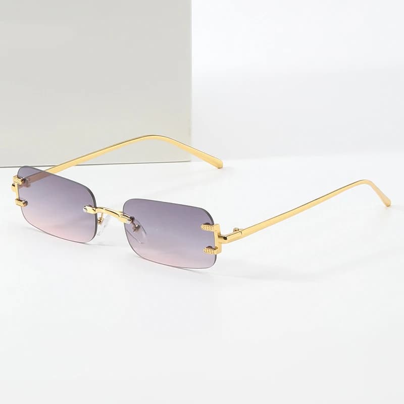 Rimless Cutting Square Sunglasses Women Men Luxury Brand Design Sun Glasses For Female Trend Fashion Vintage Metal Shades UV400