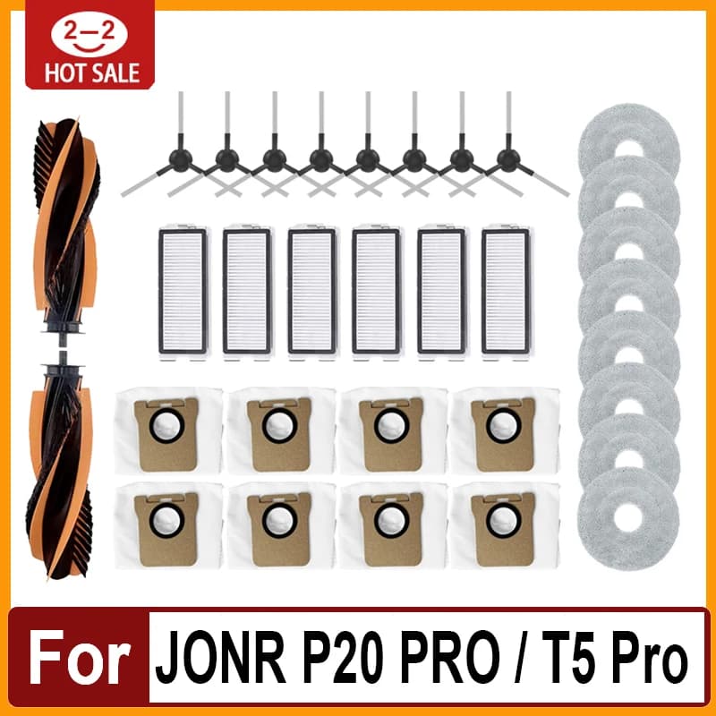 Compatible For JONR P20 PRO /T5 Pro Robot Vacuum Cleaner Accessories Main Side Brush Hepa Filter Mop Cloth Dust Bag Replacement