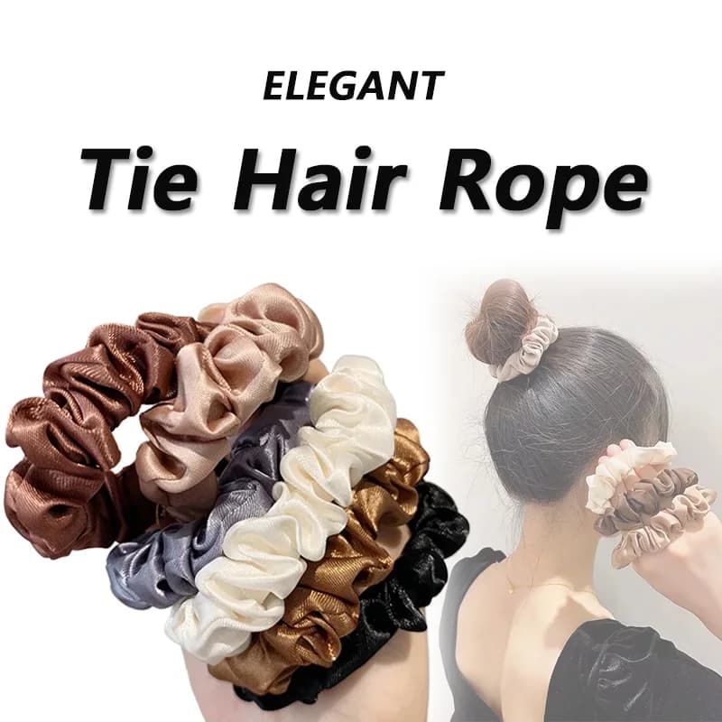 Advanced and Elegant, Minimalist Simulation Silk Hair Loop, Versatile, High-end Tie Hair Rope, High Ponytail Leather Band.
