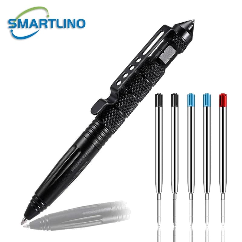 Self Defense Metal Military Tactical Pen School Student Office Ballpoint Pens Emergency Glass Breaker EDC Supplies