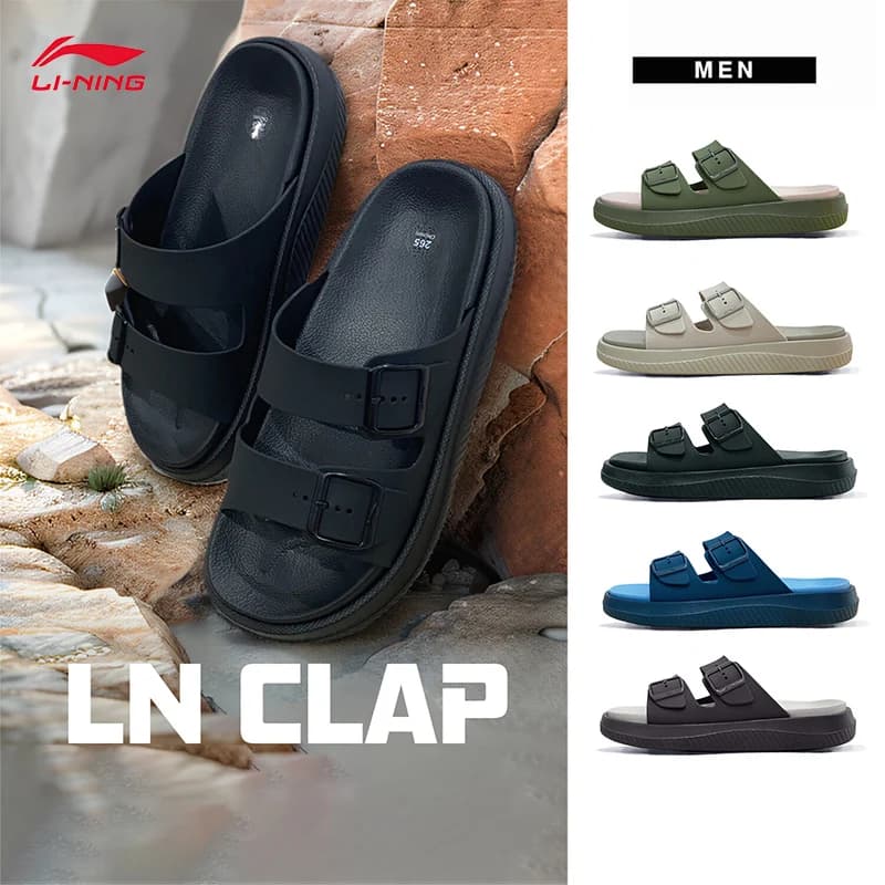 LI-NING LN CLAP Men Sandals Professional Sports Shoes Slippers Leisure sports style slippers AGAU011