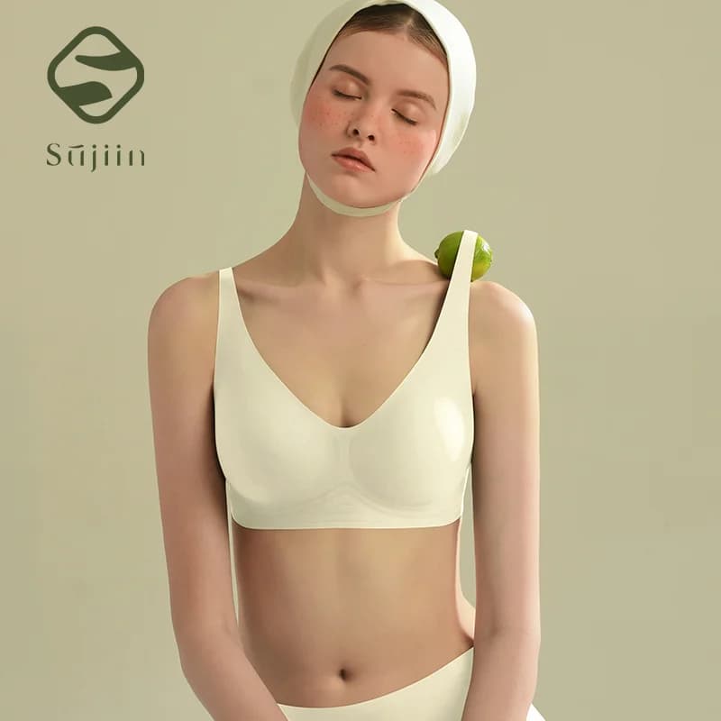 SUJIIN Women's Plus Size Seamless Wireless Bras for Women Sexy Plunge Padded Push Up Smooth Bra Woman Large Size Bralettes MX181