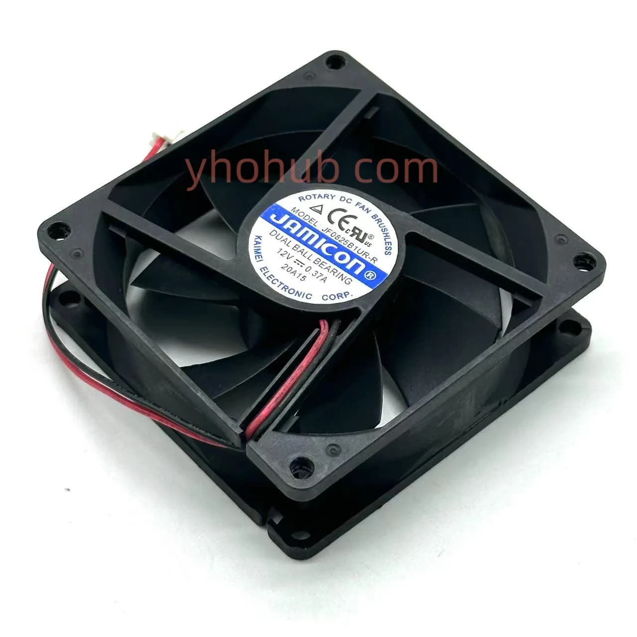 Jamicon JF0825B1UR-R DC 12V 0.37A 80x80x25mm 2-Wire Server Cooling Fan