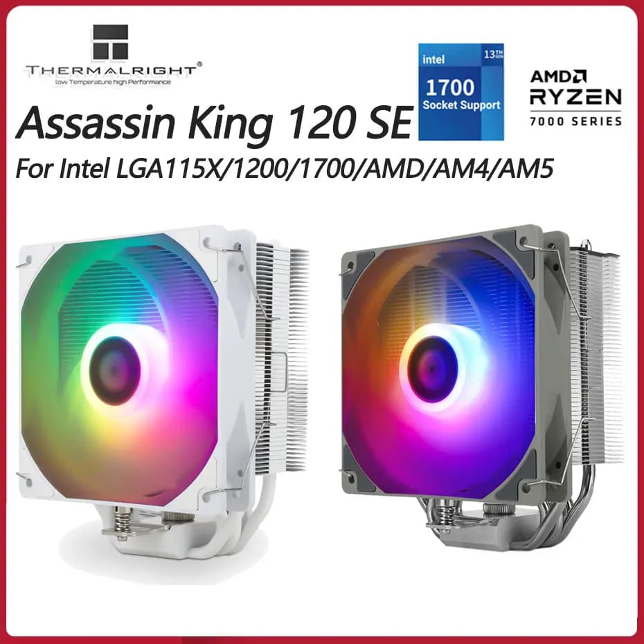 Thermalright AK120 SE ARGB White 5 heatpipe CPU cooler with 4pin PWM 120mm CPU cooling for LGA115x 1700 2066 AMD AM4 AM5