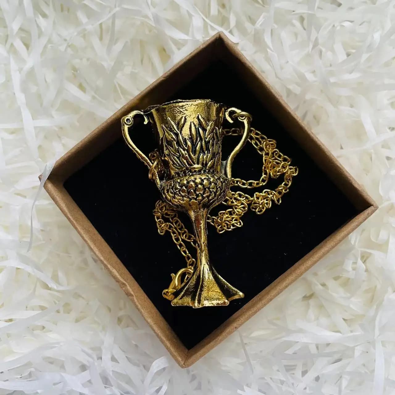 Dark Lord Horcrux Golden Cup Badger Logo Pendant Necklace Vintage Gift Box 2Pcs Set Golbet Neckwear Halloween Cosplay Gift