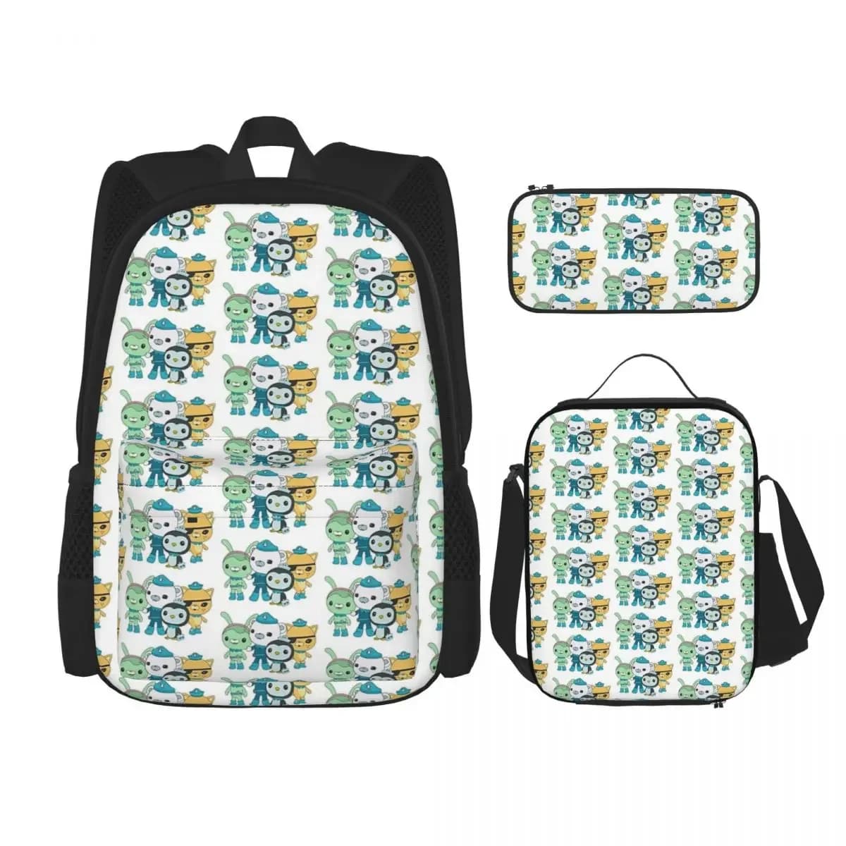 The Octonauts Captain Barnacles Kwazii Peso Tweak Backpacks Bookbag School Bags Rucksack Lunch Bag Pen Bag Three-Piece Set