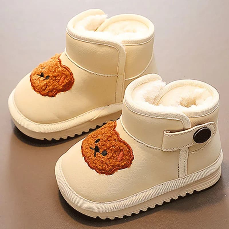 Winter Plush Toddler Boots For Children Thick Warm Cotton Shoes PU Leather Anti-slippery Little Girl's Snow Boots Warm Shoes Kid
