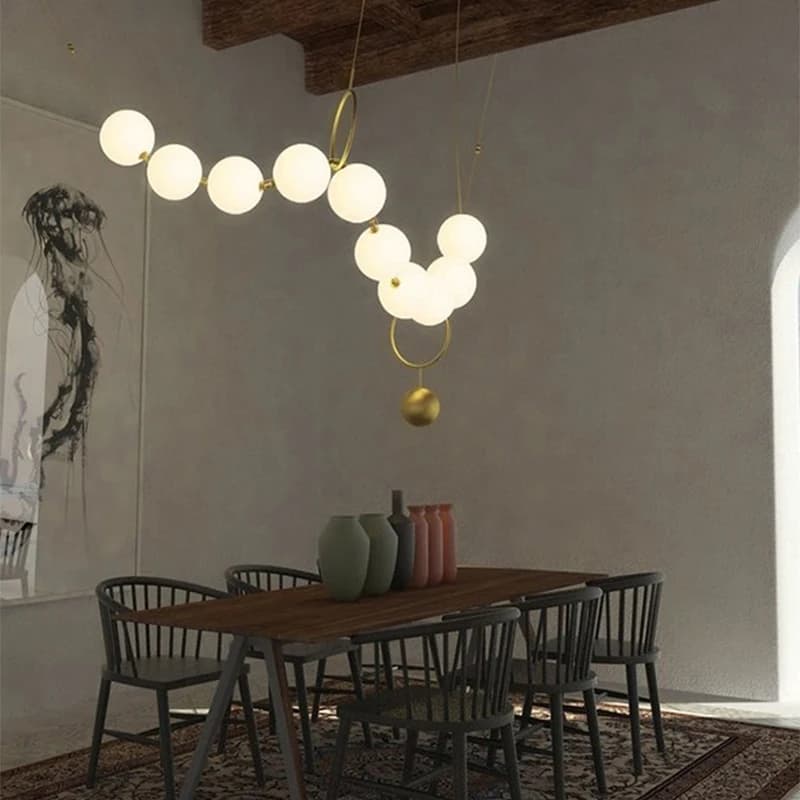 Long Glass Ball Ceiling Chandelier Lights Home Decor House Renovate Hanging Lights for Living Room Stairwell